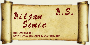 Miljan Simić vizit kartica